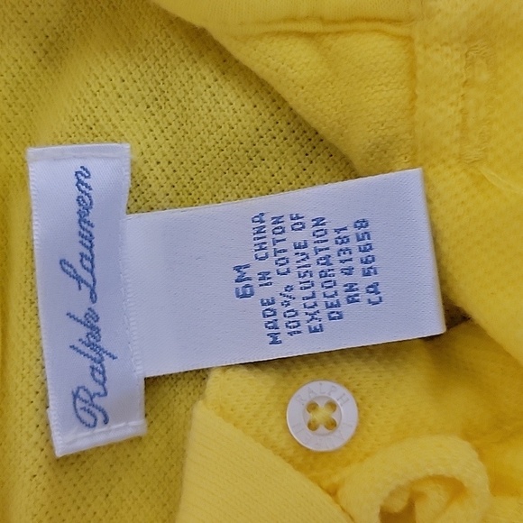 Ralph Lauren Bright Yellow Baby Ruffle Front Bodysuit Sz 6 Months - Picture 3 of 4